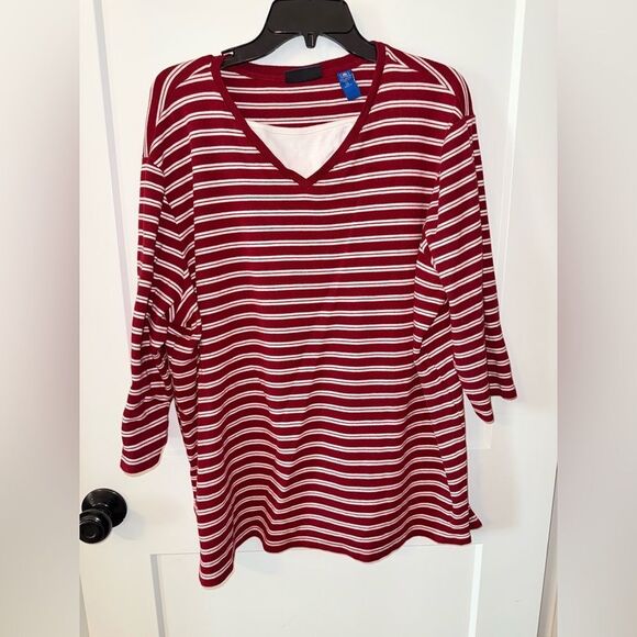 Karen Scott Red 3/4 Sleeve Boxy Tee - Picture 1 of 4